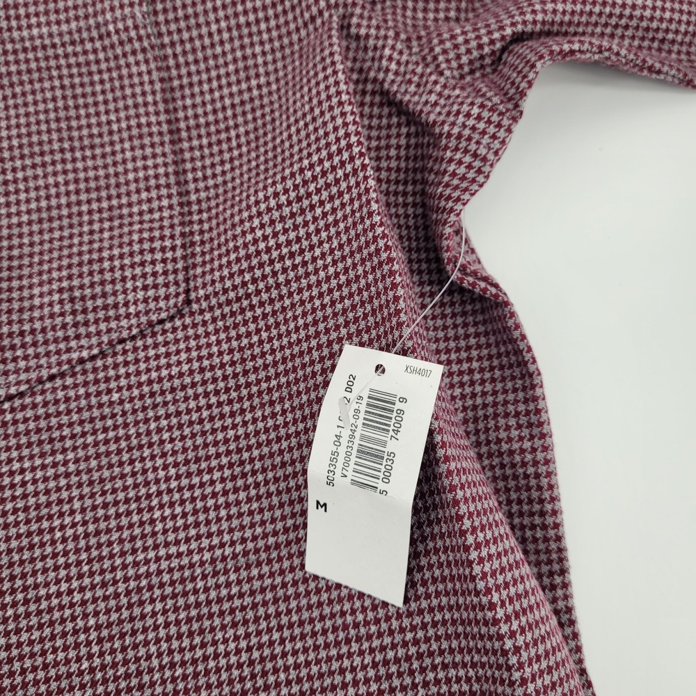Old Navy Preppy Mens M Regular Fit Houndstooth Button Down Burgundy White NWT - Picture 7 of 9